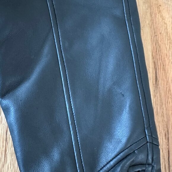 Black Aviator Leather Fur Trim Coat - Picture 5 of 7